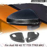 Replacement Style Carbon Fiber Car Racing Rearview Mirror Covers Caps for AUDI 8S MK3 TT/ TTS 2016-2020 4S MK2 R8 2016-2019