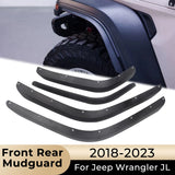 Car Front Rear Mudguard Low Fender For Jeep Wrangler JL 2018-2025 2022 2023 Splash Protector Protective Guards Flares Mudflaps