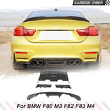 Rear Diffuser for BMW F80 M3 F82 F83 M4 Sedan Coupe Convertible 2014-2019 Carbon Fiber Rear Diffuser Lip Spoiler Splitter FRP
