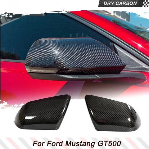 Prepreg Dry Carbon Fiber Rearview Side Mirror Cover for Ford Mustang GT500 2015-2023 Car Accessories With Turn Signals Assist
