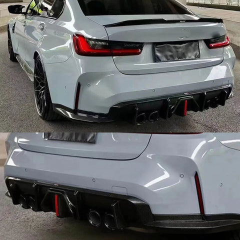 Dry Carbon Fiber Car Rear Bumper Diffuser Lip for BMW G82 G83 M4 2021 2022 Rear Bumper Diffuser Splitter Apron Flaps Valance Lip