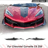 Carbon Fiber Car Front Canards Splitters Spoiler For Chevrolet C8 Corvette 2023 Z06 Car Front Fins Canards Car Body Kits