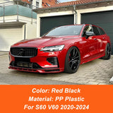 Front Bumper Lip Front Shovel Chin Splitter Body kit 3Pcs/Set Black White Painted For Volvo S60 V60 2020 21 22 23 24 Accessories