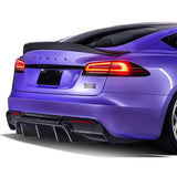 V Type Dry Carbon Fiber Rear Spoiler Rear Wing Duck Tail Aero Body Kit For Tesla Model S 2022-2024