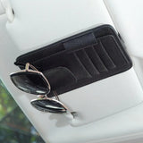 Car Sun Visor Organizer Multi-Pocket Business Card Storage Management Sunglasses Holder Visor Accessories Auto Interior