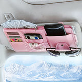 1pc Car Sun Visor Organizer Car Glasses Clip Storage Pocket Sunglasses Holder  Zipper Pocket For Car Truck Suv Auto