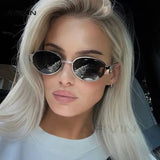 Small Metal Frame Oval Sunglasses