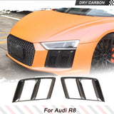 Dry Carbon Car Front Bumper Splitters Fog Lights Lamp Air Vents Covers for Audi R8 2016 - 2018 Fog Lamp Cover Trims