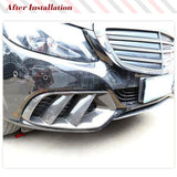 Car Front Bumper Air Vent Trims Mesh Grill for Mercedes Benz C Class W205 Standard 4D 2015-2018 Fog Lamp Cover Carbon Fiber/FRP