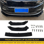 For Volkswagen Passat B8 2015-2022 3PCS Car Front Bumper Lip Body Kit Spoiler Splitter ABS Bumper Canard Bar Guard Auto Chin