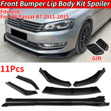 For VW Passat B7 2011-2015 Car Front Bumper Lip Body Kit Chin Spoiler Protector Side Skirts Extensions Rear Wrap Angle Accessory