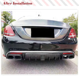 Carbon Fiber Rear Diffuser for Mercedes Benz C Class W205 C300 Sport 2015-2018 C43 C63 AMG Sedan Lower Bumper Lip W/ Led Light