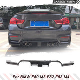 Carbon Fiber Car Rear Bumper Diffuser Lip Spoiler For BMW F80 M3 F82 F83 M4 2014 - 2019 With Middle Light Rear Bumper Diffuser