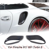 Dry Carbon Car Rear Side Fender Air Intake Scoops Vents Trim Air Vent CoversFor Porsche 911 991 Turbo S Coupe 2-Door 2014-2016