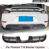 Carbon Fiber Car Rear Diffuser for Porsche 718 Boxster Cayman 2016-2019 2-Door Car Rear Bumper Cover Lower Lip Spoiler