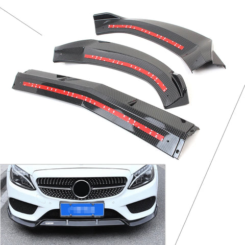 Car Front Bumper Lip Cover Trims For Mercedes Benz C-Class W205 C180 C250 C300 C400 2015 2016 2017 2018 Carbon Fiber Pattern ABS