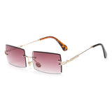 Rimless Small Rectangle Sunglasses UV400 Eyewear