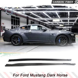 Carbon Fiber Car Side Skirts for Ford Mustang Dark Horse 2023 2024 Bumper Side Skirt Extension Lip Spoiler Body Kits Guards