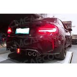 For BMW 2 Series F87 M2 Coupe 2016 2017 2018 Carbon Fiber Rear Bumper Lip Spoiler Diffuser With LED light Car Styling FRP