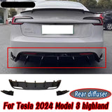 For Tesla 2024 Model 3 highland Body Kit Matte black Rear Diffuser Spoiler Front Bumper Lip Side Skirt Car Accessories
