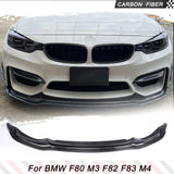 Car Front Bumper Lip for BMW F80 M3 F82 F83 M4 2014-2019 Carbon Fiber Front Chin Spoiler Splitter Protector Racing Body Kit FRP