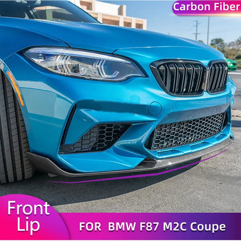 Carbon Fiber Front Bumper Lip Spoiler Splitters for BMW F87 M2 Competition M2C Coupe 2018 2019 Car Front Lip Chin Apron Body Kit
