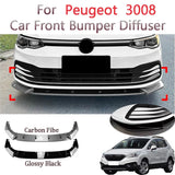 Universal Front Bumper Lip For Peugeot 3008 2017-2025 Support Rod Side Spoiler Splitter Body Kit Car Accessories SafeKeeper