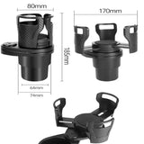 2 in 1 Car Cup Holder Expander 360 Degree Adjustable Base Drink Holder Anti-Shake Stable Auto Bottle Holder Organizer