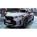 ABS Carbon Look Front Bumper Lip Guard Chin Spoiler For BMW X5 G05 LCI M Sport 2023+ Body Kit Splitter Cover Car Accessories