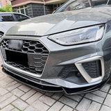 Car Lower Front Bumper Chin Lip Kit For Audi A4 S4 B9.5 Sline 2020 + Spoiler Splitter ABS Canard Lip Splitter Deflector Black