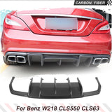 Car Rear Racing Diffuser for Mercedes Benz CLS Class W218 CLS550 Sport CLS63 AMG Sedan 2011-2014 Carbon Fiber Spoiler Body Kits