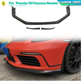 Carbon Fiber Car Front Bumper Lip Spoiler for Porsche 718 Cayman Boxster 2-Door 2016-2018 Front Lip Chin Apron Guard Body Kits