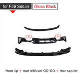 for BMW 4 series M Sport F32 F36 2014 UP not Convertible Goss Black Front Lip Rear Bumper Lip OO-OO Diffuser Rear Spoiler Wing
