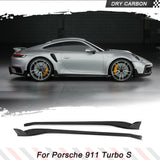 Prepreg Dry Carbon Car Side Skirts Extensions Lip Splitters Spoiler For Porsche 911 Turbo S 2019-2023 Car Door Guard Body Kit