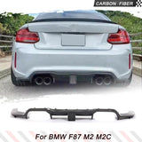 Car Rear Bumper Carbon Fiber Diffuser Lip For BMW F87 M2 M2C Competition 2015 - 2020 Car Rear Bumper Diffuser With LED Light