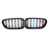 F10 Double Slats/M Color Z Real Carbon Fiber Front Bumper Double Grille Suitable for BMW 5 Series F10 F11 F18 M5 2010-2016