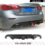 ABS Black Car Rear Diffuser for Infiniti Q50 Base & Sport Sedan 2014-2017 Lower Bumper Lip Spoiler Body Kits With Brake Light