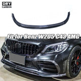 Carbon Fiber Front Bumper Lip for Mercedes Benz C Class W205 C43 AMG 2019-2021 FRP Front Bumper Chin Lip Spoiler Body Kits