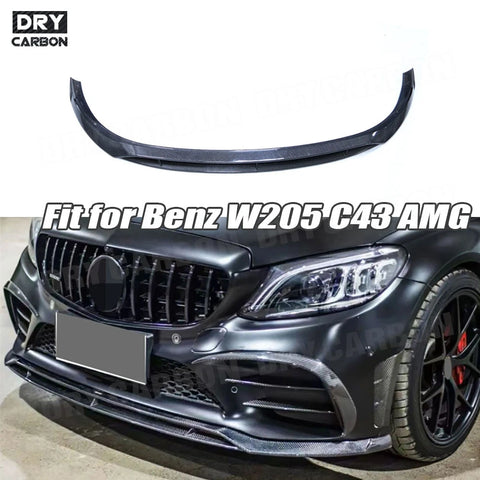 Carbon Fiber Front Bumper Lip for Mercedes Benz C Class W205 C43 AMG 2019-2021 FRP Front Bumper Chin Lip Spoiler Body Kits