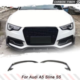 For Audi A5 Sline S5 2012 - 2016 Front Bumper Fog Lamp Canards Fins Vent Trims Splitters Carbon Fiber