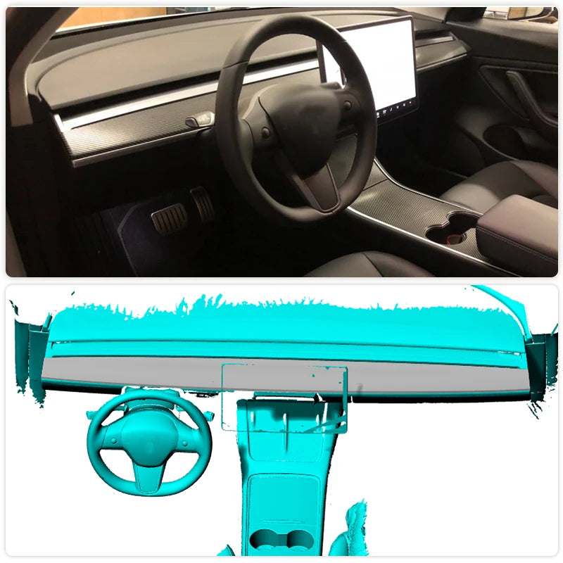 Dry Carbon Car Center Console Dashboard Panel Cover Trim For Tesla Mod ...