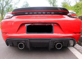 GT4 Real Carbon Fiber Rear Bumper Lip Diffuser Spoiler With Exhaust Tip For Porsche 718 Cayman Boxster  2016-2021