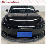 Real Carbon Fiber Front Bumper Lip Splittters For Tesla Model 3 2018-2023 Car Front Lip Chin Spoiler Apron Splitters Protector