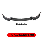 Matte Carbon Front Bumper Front Lip Front Shovel kit for Tesla Model 3 2017-2023 Model Y 2024 Sedan Body Spoiler Splitter Kit