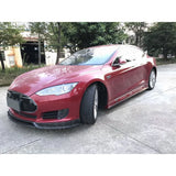 Carbon Fiber Front Lip Spoiler Head Bumper Guard for Tesla Model S 70D P85D 90D P100D Sedan 4 Door 2012-2017 R Style