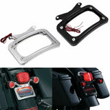 Curved License Plate Mount Frame W/LED For Harley Road King Street Glide FLTRX FLTRXS