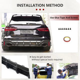 Car Rear Bumper Diffuser Lip Spoiler For Audi RS6 C8 Avant 2019-2021 Dry Carbon Rear Diffuser Lip Spoiler Splitters Protector