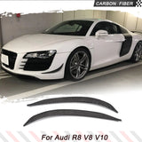 Carbon Fiber Front Bumper Canards Trims Decoration Fins Spoiler for Audi R8 V8 V10 2008 - 2015 2PCS Car Splitter Cover Trims