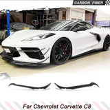 For Chevrolet Corvette C8 Stingray 2020UP Carbon Fiber Car Front Bumper Splitter Fins Real Carbon Front Bumper Air Vent Canards