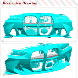 For BMW G80 G81 M3 G82 G83 M4 2021-2023 DRY Carbon Fiber Car Front Bumper Crash Foam Cover Trim Perfect Coverage Raing Grille